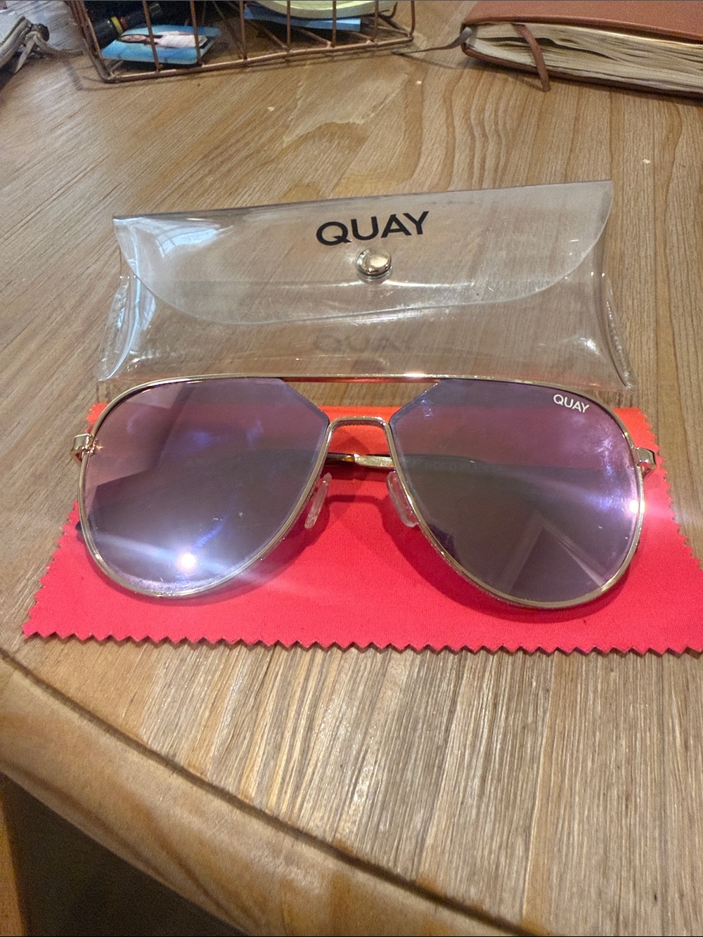 Quay Australia Gold Frame Sunglasses with Purple Lenses